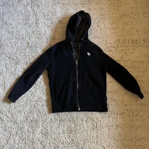 vintage y2k abercrombie & fitch sherpa lined zip up hoodie jacket sz‎ L black